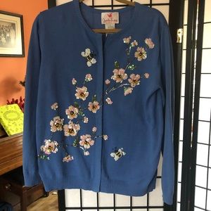 Quacker Factory embellished blue sweater